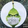 Grinch 2020 Face Mask Christmas Ornament, Grinch Ornament,COVID Christmas,COVID Ornament,Quarantine Ornament,Mask Ornament