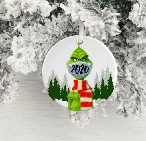 Grinch 2020 Face Mask Christmas Ornament, Grinch Xmas 2020 Ornament, 2020 Quarantine Christmas Ornament, Quarantine Ornament, Mask Ornament