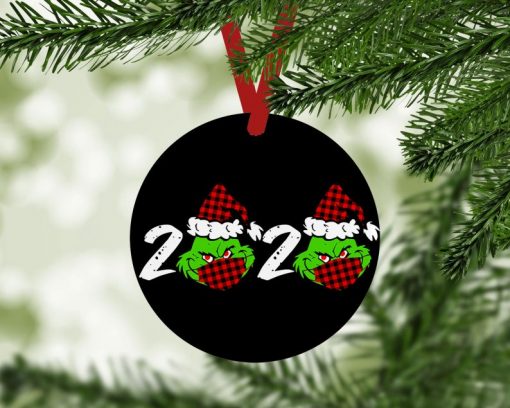 Grinch 2020 Face Mask Christmas Ornament, Xmas Ornament 2020, 2020 Quarantine Christmas Ornament, COVID Christmas Ornament, Grinch Ornament