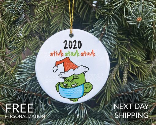 Grinch Face Mask Christmas Ornament, Grinch Ornament, COVID Christmas, COVID Ornament, Quarantine Ornament,Mask Ornament