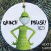 Grinch Please Face Mask Christmas Ornament, Grinch Ornament,COVID Christmas,COVID Ornament,Quarantine Ornament, Facemask