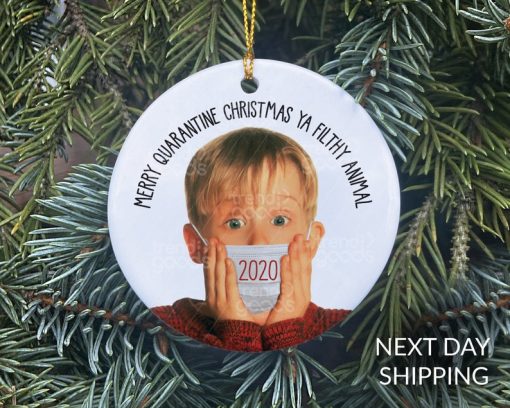 Home Alone Face Mask Christmas Ornament, Christmas Ornament, 2020 Mask Ornament, COVID Christmas, COVID Ornament, Quarantine Ornament, Movie