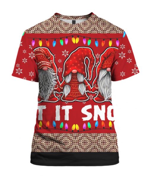 Christmas Time Let It Snow Garden Gnomes 3D Ugly Christmas Sweater Hoodie