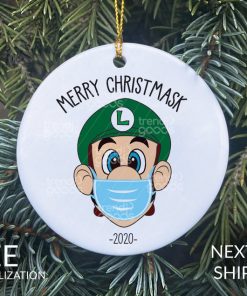 Luigi Face Mask Christmas Ornament, Luigi Ornament, COVID Christmas, COVID Ornament, Quarantine Ornament,Mask Ornament