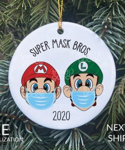 Mario Brothers Face Mask Christmas Ornament, Brothers Ornament, COVID Christmas, COVID Ornament, Quarantine Ornament, Mask Ornament