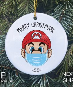 Mario Face Mask Christmas Ornament, Mario Ornament, COVID Christmas, COVID Ornament, Quarantine Ornament, Mask Ornament