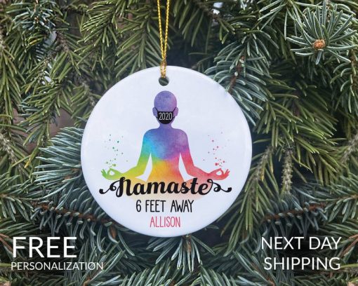 Namaste COVID Christmas Ornament, Facemask Ornament, Hippie Ornament, COVID Christmas, COVID Ornament, Quarantine Ornament, Mask Ornament