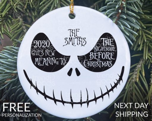 Nightmare Before Christmas Ornament, Jack Skellington Ornament, COVID Christmas, COVID Ornament, Quarantine Ornament, 2020 Ornament