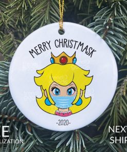 Princess Peach FaceMask Christmas Ornament, Princess Ornament, COVID Christmas, COVID Ornament, Quarantine Ornament, Mask Ornament