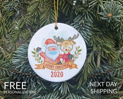 Santa Face Mask Christmas Ornament, Santa Ornament, COVID Christmas, COVID Ornament, Quarantine Ornament, Mask OrnamentSanta Face Mask Christmas Ornament, Santa Ornament, COVID Christmas, COVID Ornament, Quarantine Ornament, Mask Ornament