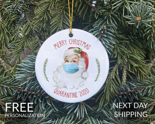 Santa FaceMask Christmas Ornament, Santa Ornament, COVID Christmas, COVID Ornament, Quarantine Ornament, Mask Ornament