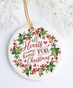 All Hearts Come Home For Christmas Berry Wreath Decorative Christmas Holiday Ornament