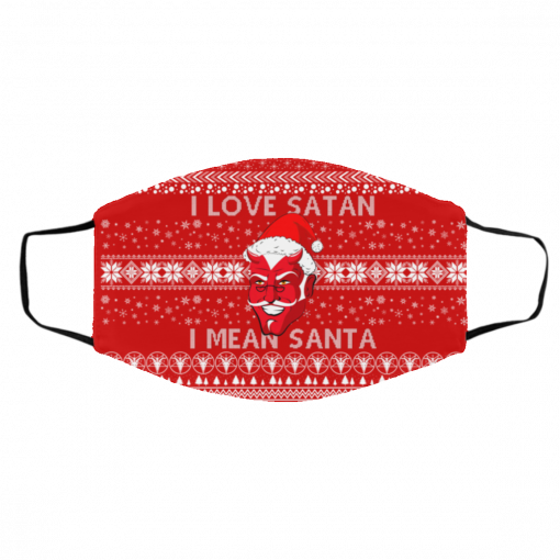 I Love Satan I Mean Santa Evil Devil Ugly Christmas Face Mask