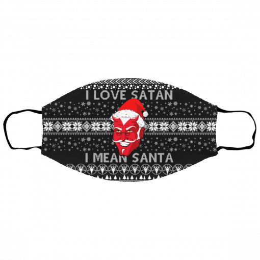 I Love Satan I Mean Santa Evil Devil Ugly Christmas Face Mask