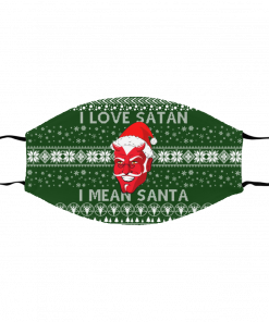 I Love Satan I Mean Santa Evil Devil Ugly Christmas Face Mask