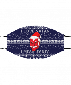 I Love Satan I Mean Santa Evil Devil Ugly Christmas Face Mask