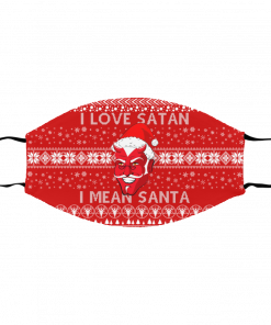 I Love Satan I Mean Santa Evil Devil Ugly Christmas Face Mask