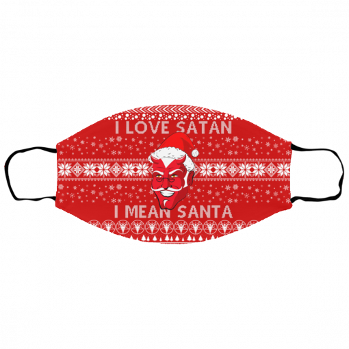 I Love Satan I Mean Santa Evil Devil Ugly Christmas Face Mask