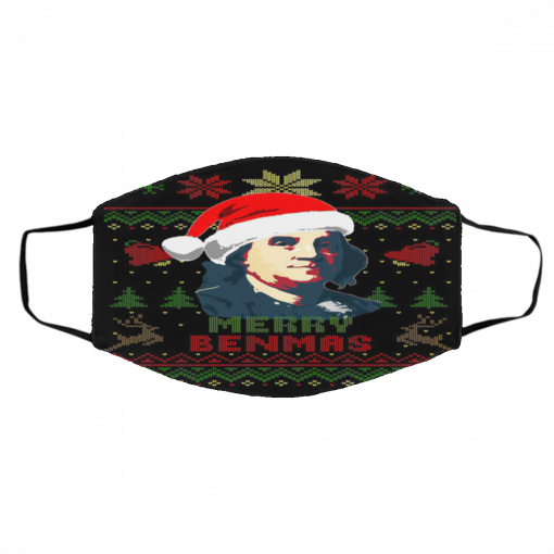 Merry Benmas Benjamin Franklin Ugly Christmas face mask