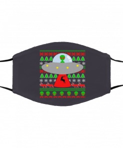 UFO Alien Abducting Reindeer Ugly Christmas face mask