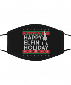 Happy Elfin' Holiday Ugly Christmas face mask