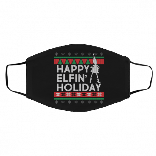 Happy Elfin' Holiday Ugly Christmas face mask