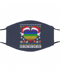 Gay Pride Heart Santa Ugly Christmas face mask