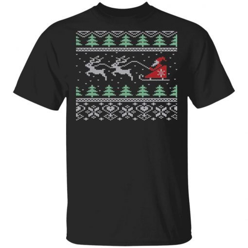 Santa's Retro Sleigh And Reindeer Ugly Christmas Sweater