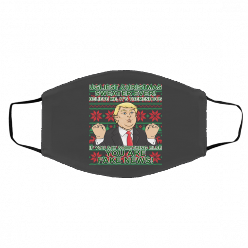 Fake News Trump Ugly Christmas face mask