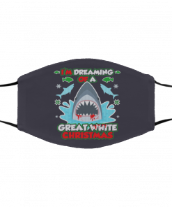 Dreaming of a Great White Shark Ugly Christmas face mask