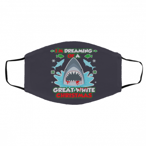 Dreaming of a Great White Shark Ugly Christmas face mask