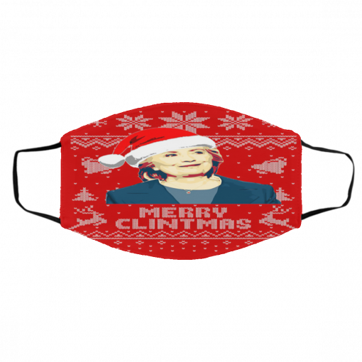 Hillary Clinton Merry Clintmas Ugly Christmas face mask