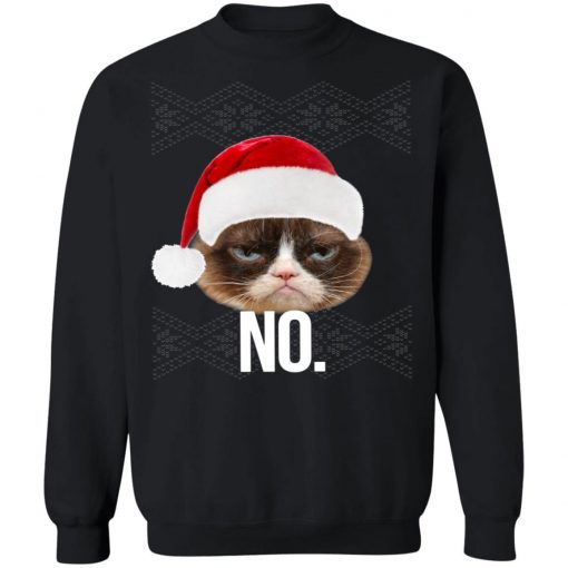 Funny Cat NO Meme Ugly Christmas Sweater