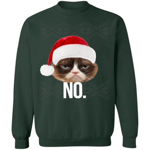 Funny Cat NO Meme Ugly Christmas Sweater