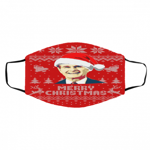 George H W Bush Merry Ugly Christmas face mask