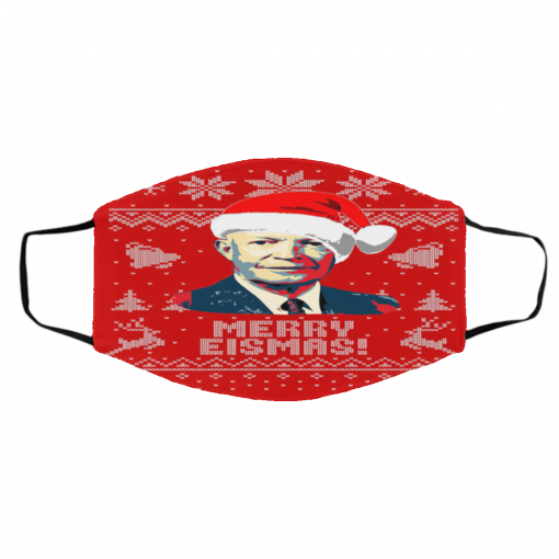 Dwight D Eisenhower Merry Eismas Ugly Christmas face mask
