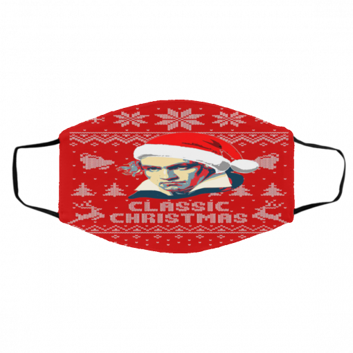 Classic Ugly Christmas Ludwig Van Beethoven face mask