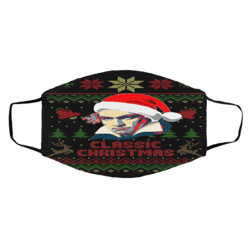 Classic Christmas Beethoven Ugly Christmas face mask