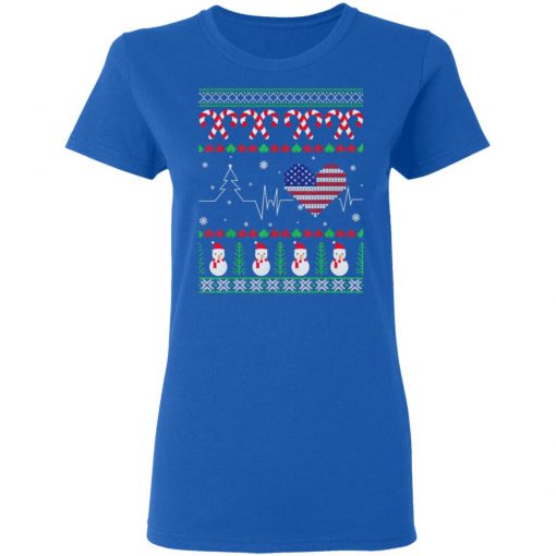 Christmas USA Heartbeat Trump 2020 election flag T-Shirt