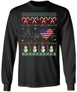 Christmas USA Heartbeat Trump 2020 election flag T-Shirt