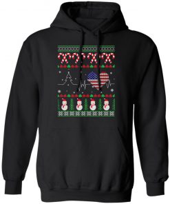 Christmas USA Heartbeat Trump 2020 election flag T-Shirt