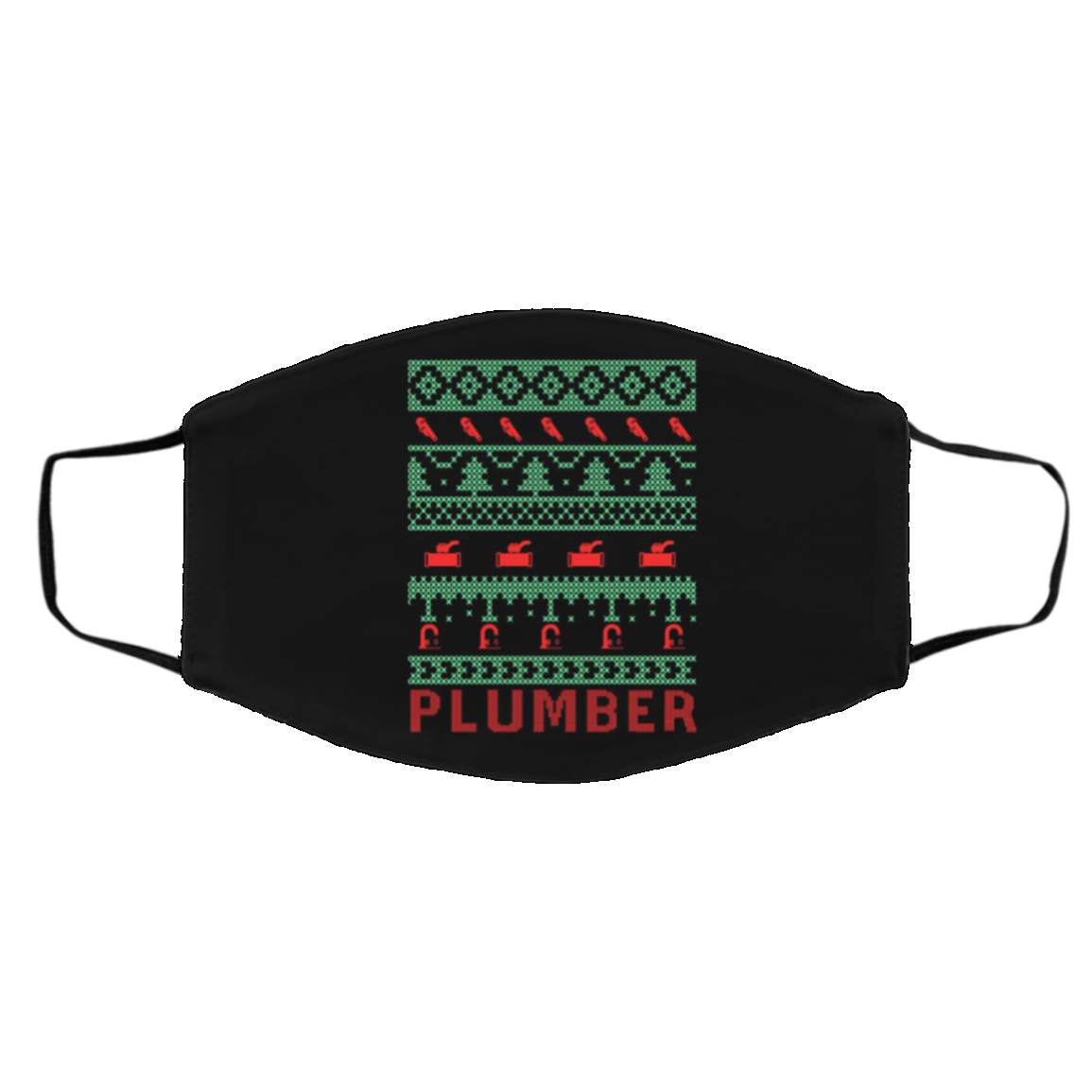 Plumber Ugly Christmas Face Mask Q Finder Trending Design T Shirt 