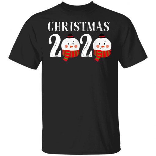 Snowman Christmas 2020 Wearing Face Mask Matching Family T-Shirt