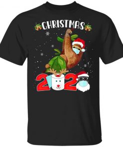 Sloth Wearing Mask Christmas 2020 Pajama Matching Family T-Shirt