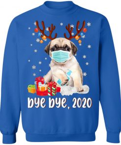 Pug Dog Bye Bye 2020 Christmas Santa Dog Wear Mask Gift T-Shirt