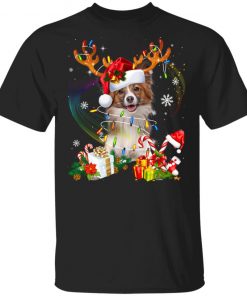 Papillon Reindeer Christmas Lights Funny Dog Xmas T-Shirt
