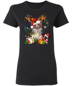 Papillon Reindeer Christmas Lights Funny Dog Xmas Gift Sweatshirt