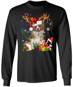 Papillon Reindeer Christmas Lights Funny Dog Xmas Gift Sweatshirt