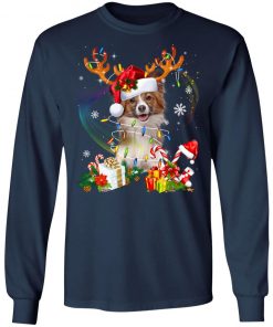 Papillon Reindeer Christmas Lights Funny Dog Xmas Gift Sweatshirt