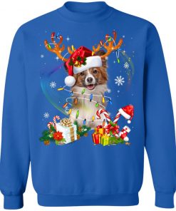 Papillon Reindeer Christmas Lights Funny Dog Xmas Gift Sweatshirt